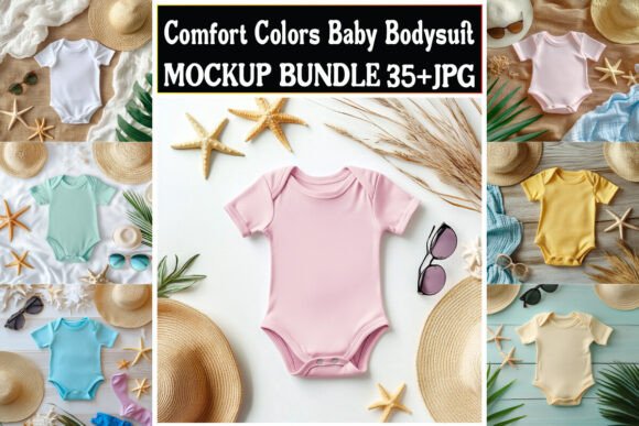Comfort Colors Baby Bodysuit Mockup Bund: Graphics for Product Mockups