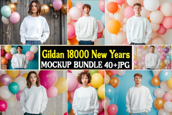 Gildan 18000 New Years Mockup Bundle: Graphics & Product Mockups