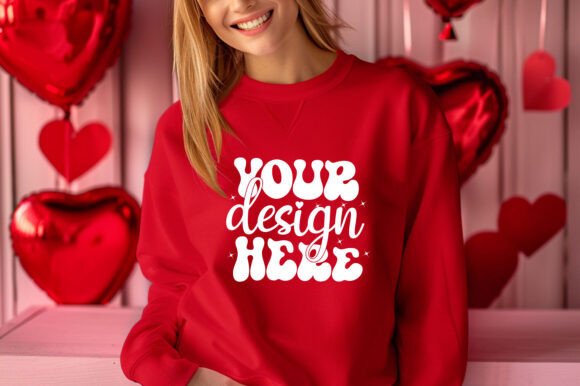 Gildan 18000 Women Valentine Mockup 202: Graphics & Product Mockups