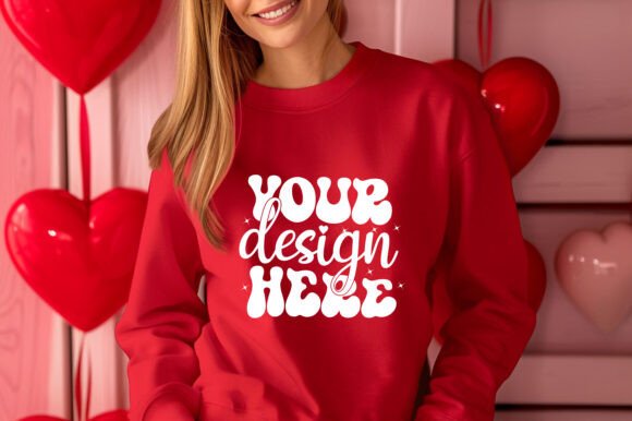 Gildan 18000 Women Valentine Mockup 214: Graphics & Product Mockups
