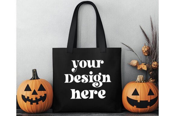 Halloween Black Tote Bag Mockup 11: Graphics for Product Mockups