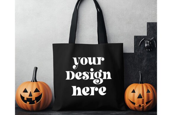 Halloween Black Tote Mockup: Graphics & Product Mockups