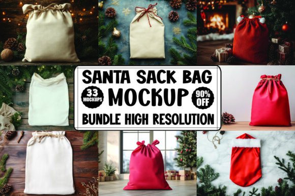 Santa Sack Bag Mockup Bundle: Graphics & Product Mockups