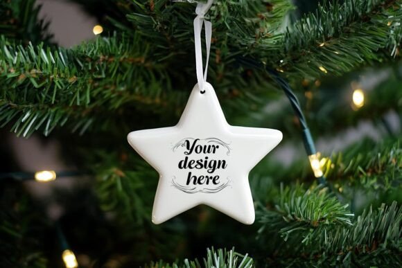 Star Ceramic Ornament Mockup PSD for Graphics & Product Mockups